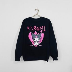 Kuromi Graphic Black Sweatshirt with Pink Print